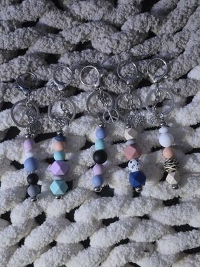 Handmade 90's Themed Beaded Keychain
